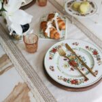 Beige Keten Runner Dantelli (120x50)